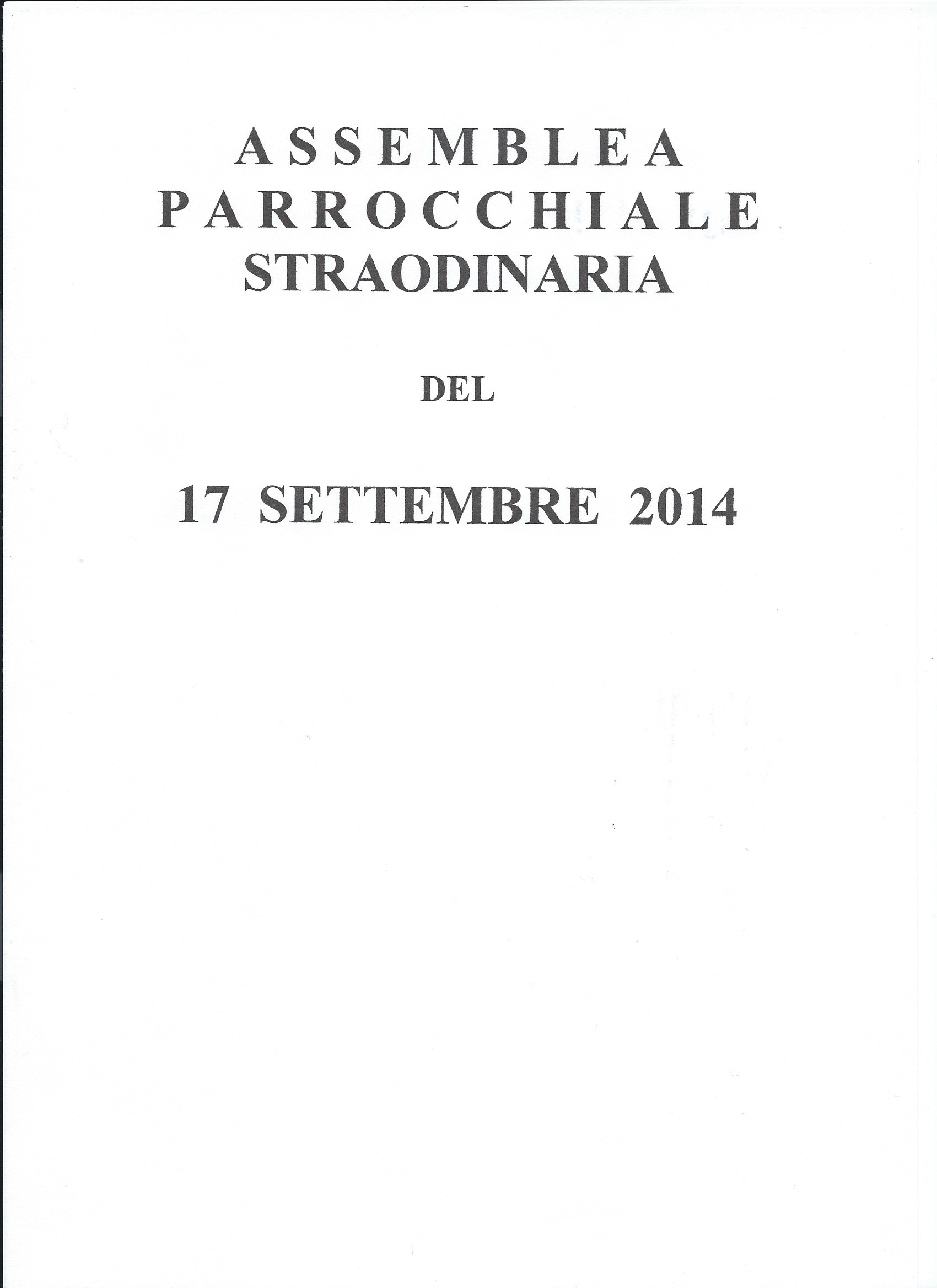 Assemblea straordinaria 17.09.2014